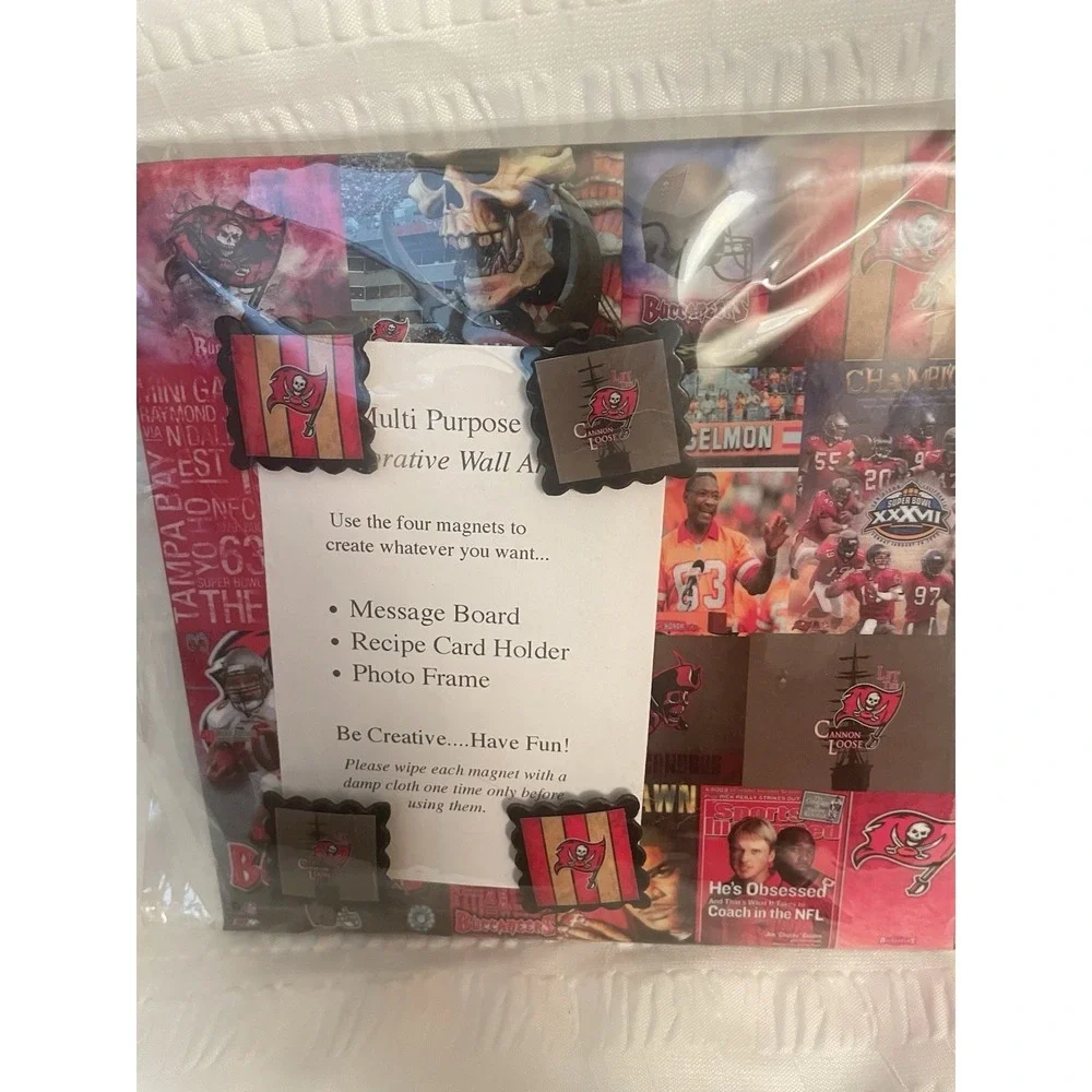 Tampa Bay Buccaneers Multipurpose Decorative Wall Art With Four Magnets NEW